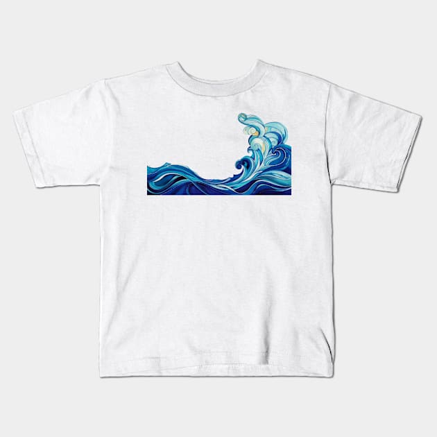 wave painting art Kids T-Shirt by iambolders